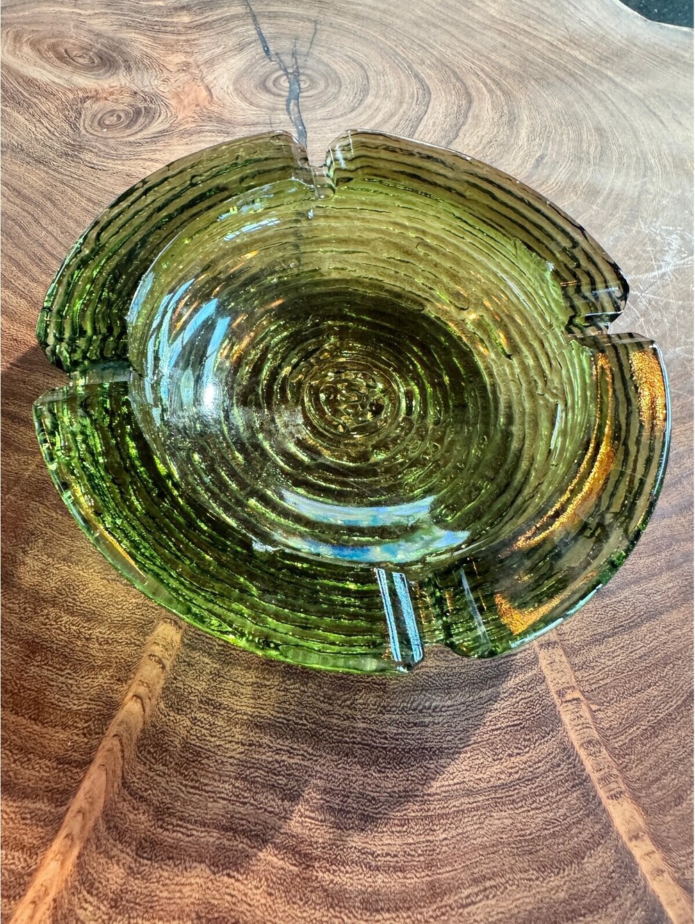 Vintage Anchor Hocking Soreno Avocado Green Ashtray (6.5")